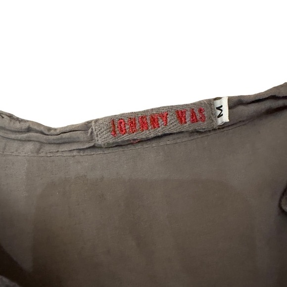 Johnny Was Womens Embroidered Floral Tunic Blouse Puff Long Sleeve Cotton Gray M - Picture 9 of 13